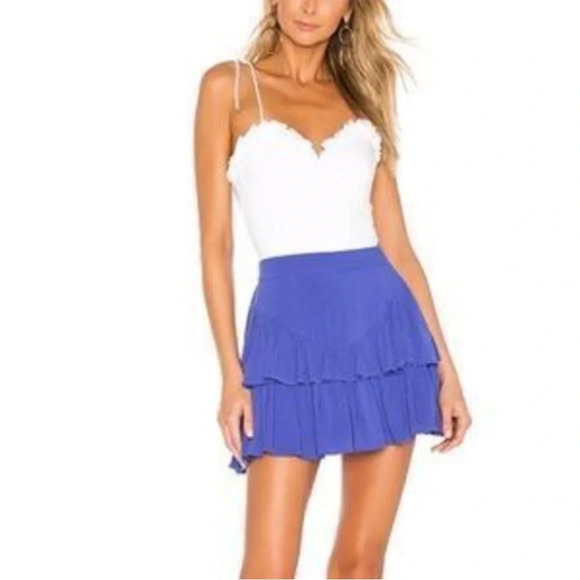 Superdown Becky Ruffle Tier Skirt in Cobalt Blue Size Small Mini Revolve Shopbop - Picture 1 of 11